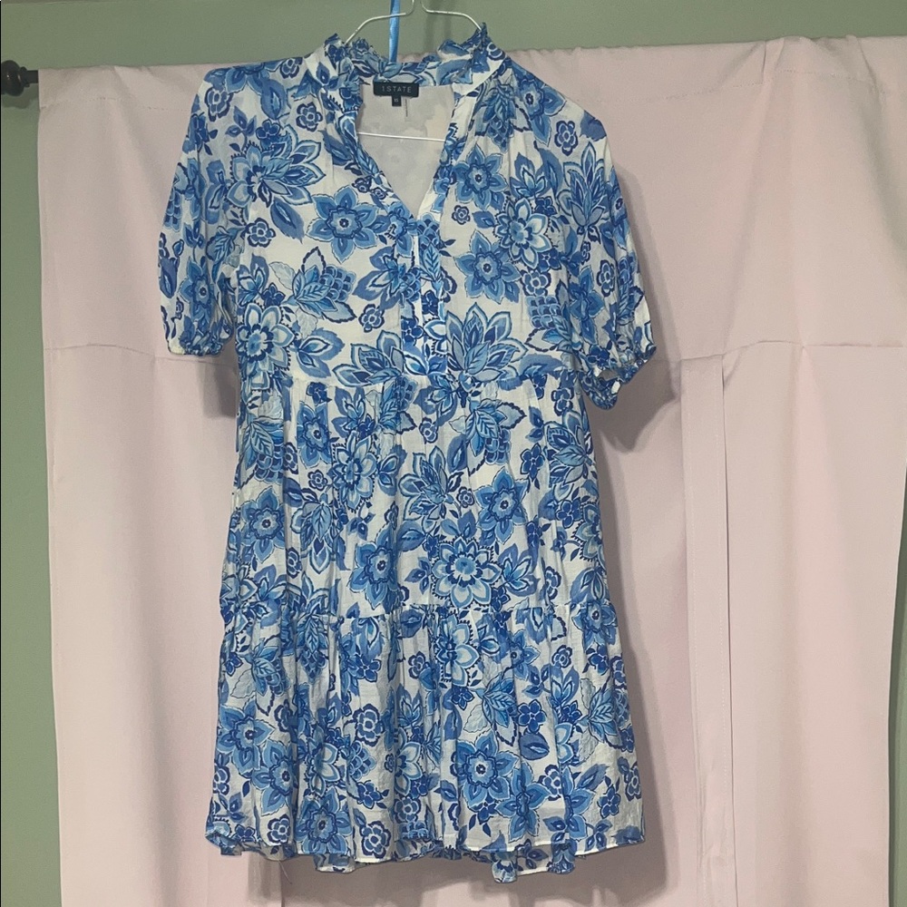 1. State Blue and White Floral Dress